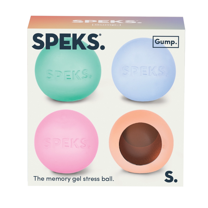 speks gump mini memory gel stress ball 4 stuks, fidget voor volwassene in verpakking