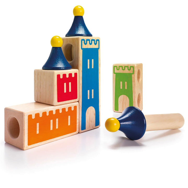 houten toren van het spel castle logix van smartgames, motoriek spel
