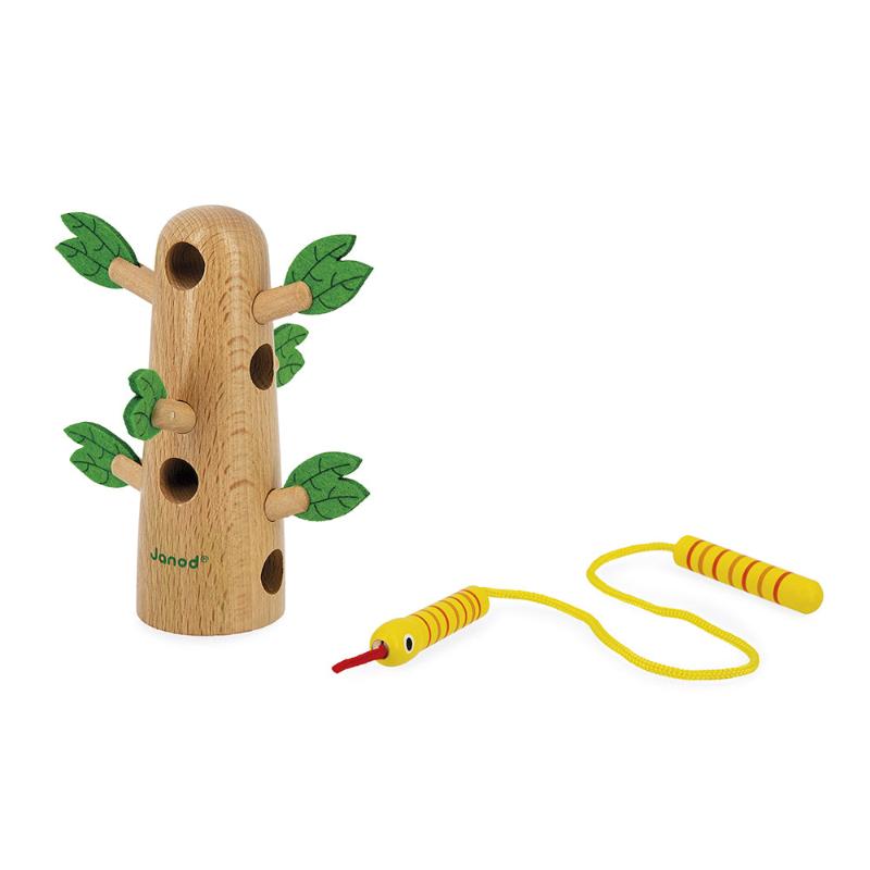rijgspel met grote rijghulpnaald en boom