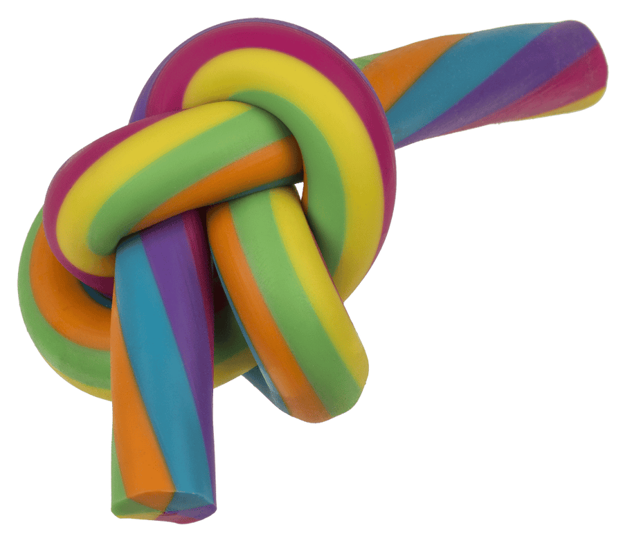 strech fidget snoer regenboog als knoop