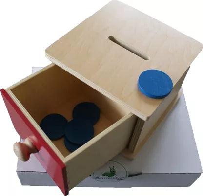 ladebox open, montessorie materiaal, ladebox met fiches