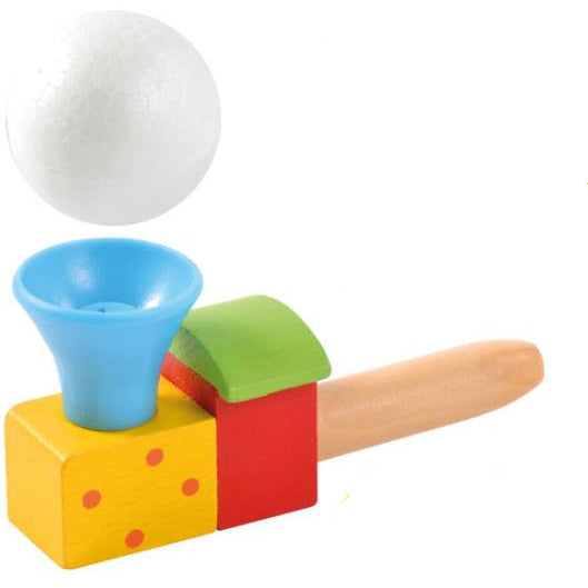 blasespiel bunt, luftball lokomotife, mundmotoriek spielzeug, Houten blaasbal locomotief met piepschuim balletje