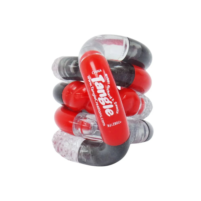 tangle structuur zwart rood, fidget, volwassenen fidget, sensoriek materiaal