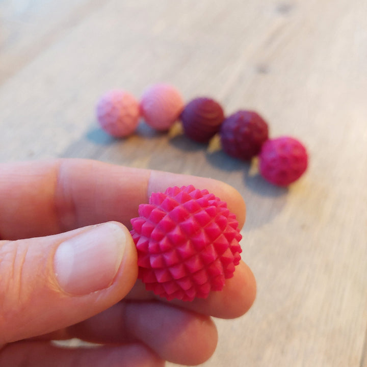 6 roze magneetballen, silicone, sensoriek structuur, fidgnetic ballen, sensorisch fidget