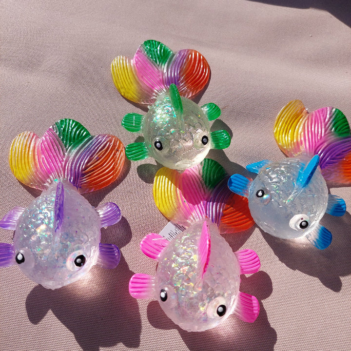 vier kleur opties van de goudvis vis sugar sueeze, fidget toys