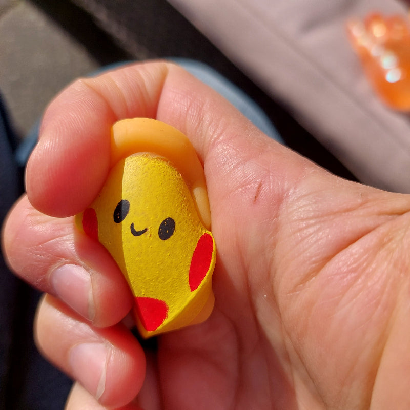 Fastfood Mochi Squishy, mini pizza in hand gedrukt, fidget speelgoed