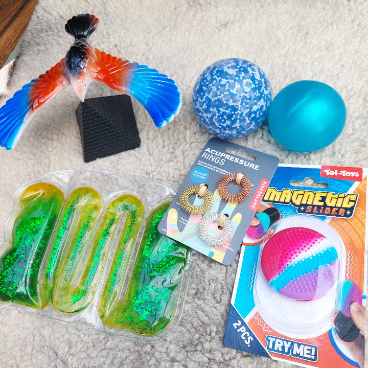 fier en focus ontprikkel set, sensoriek materiaal, fidget set