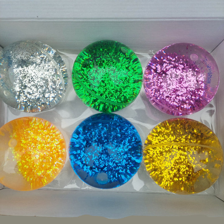 6 reuze waterballen in de kleuren zilver, groen, roze, oranje, blauw en goud, reuze stuiterballen, si materiaal, grove motoriek bal