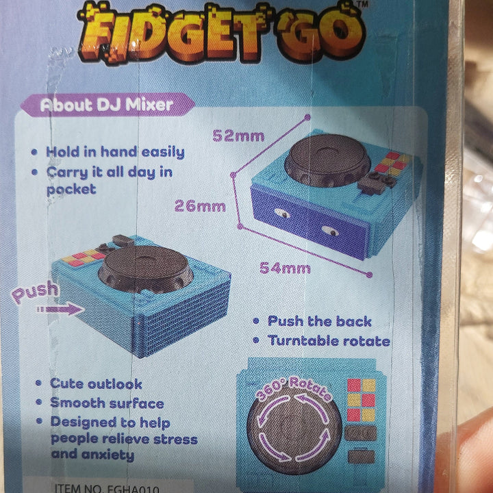 fidget go dj mixer, fidget met beweging, sensoriek en geluid, achterkant verpakking