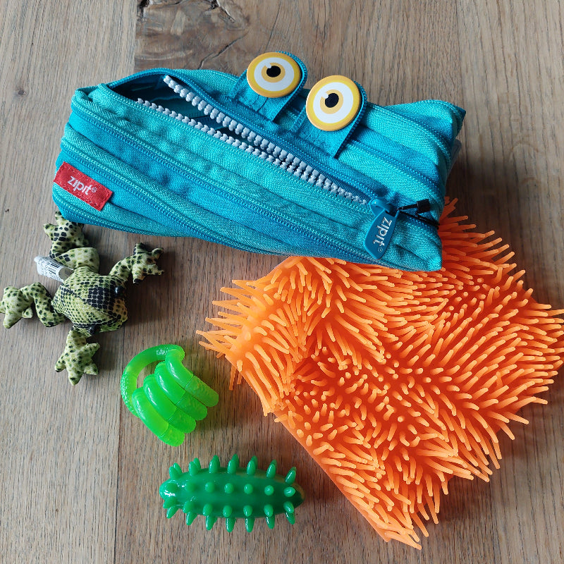 Hocus focus fidget etui, zipit etui gevuld met fidgets om te ontprikkelen