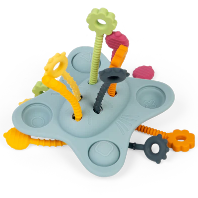 push en pull babyspeelgoed van silicone, voelsnoertjes, plopper, motoriekspeelgoed voor baby's