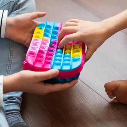 ZIPIT POP Pencil Box for Kids, Silicon Sensory Push It Case, regenbogen pop it etui, kinderen die spelen, 