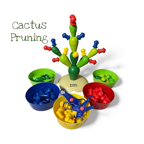 Cactus Pruning Toy opgebouwd met alle magnetische onderdelen en kleurrijke knoppen