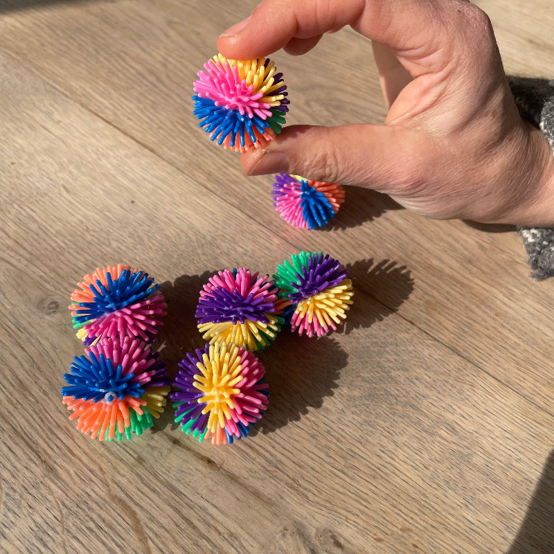 Stekelige mini regenboogbal in hand