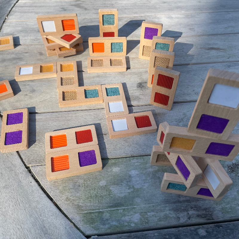 sensoriek speelgoed, Structuur domino, voel domino, duurzame merk andreu, made in spanje