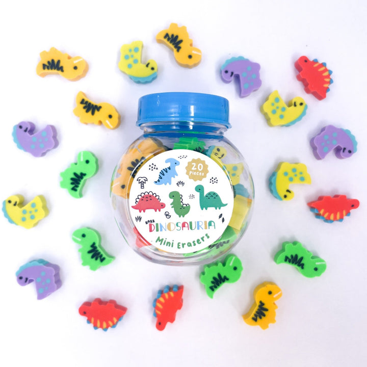 mini erasers 20 stuks dinosauria, fijne motoriek materiaal voor therapy en motoriek kist