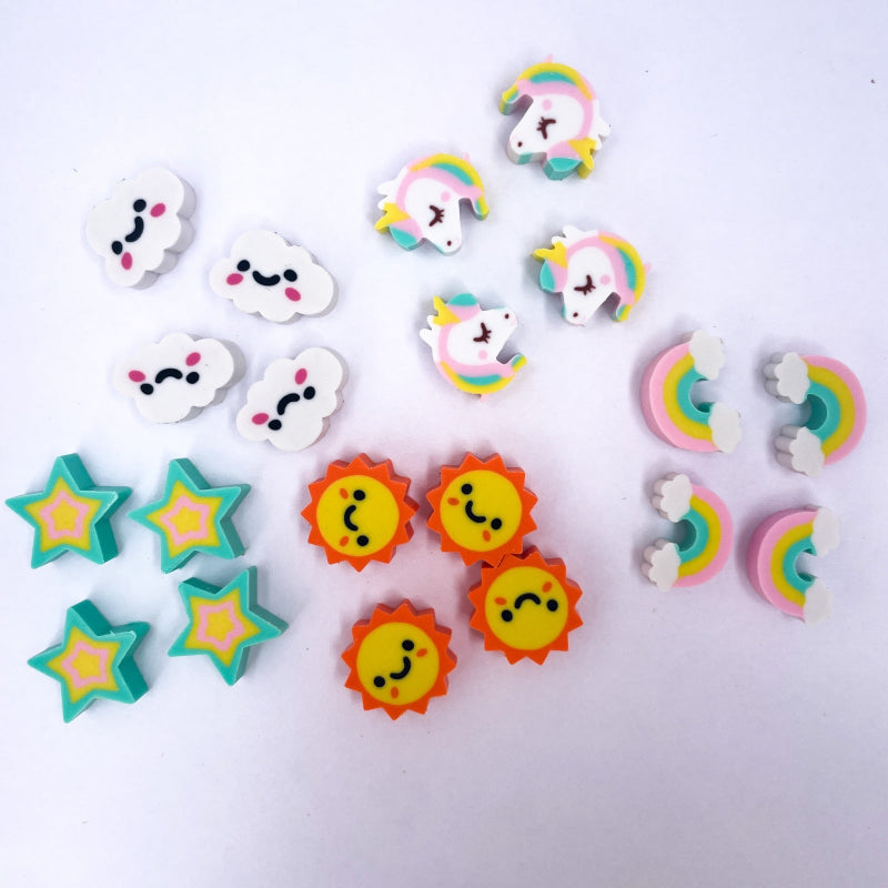 alle 20 mini gummetjes uit het set eenhoorn, fijne motoriek materiaal