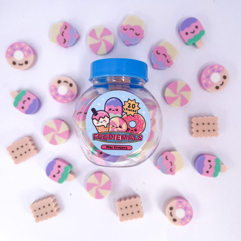 foodiemals mini erasers, mini gummetjes, fijne motoriek materiaal