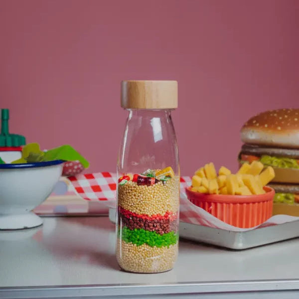 petit boum fles thema mc donals, macboum, sensoriek fles, si materiaal