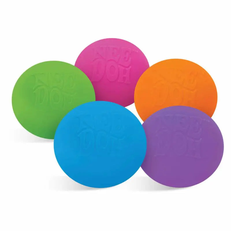 alle 5 kleuren van the groovy glob van needoh, nee doh fidgte ballen, original anti stressbal