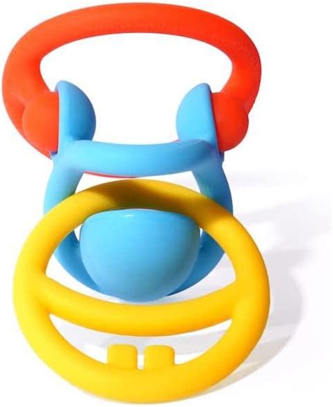 drie bijtringen van moluk samen gebvoegd, motoriekspeelgoed