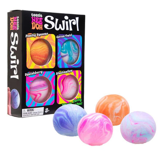 teenie needoh swirl antistressballen, mini anti stress sensoriek fidget ballen, set van 4 stuks