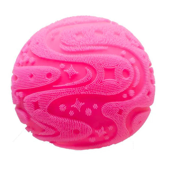 roze super fuzz ball van needoh, nee doh anti stress ball zachte velvet oppervlakkte, sensoriek bal