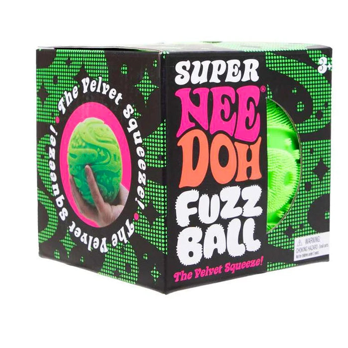 verpakking van de super needoh fuzz ball, velvet squeeze, sensoriek materiaal