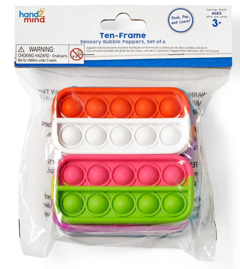 ten-frame rekenrekjes, sensory bubble poppers 6er set, 6 pop it's rekenrekjes, basisschool materiaal