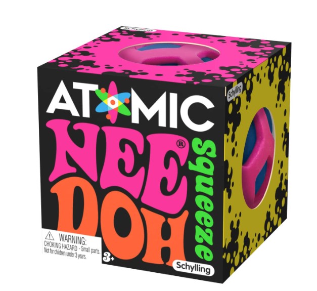verpakking van de atomic squeeze needoh antistressbal, fidget, toys42hands