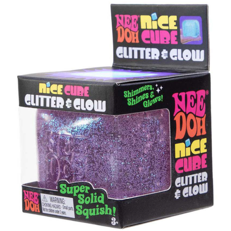 Needoh nice cube, glitter en glow, Sensorisch fidget speelgoed Nice Cube glitter glow 