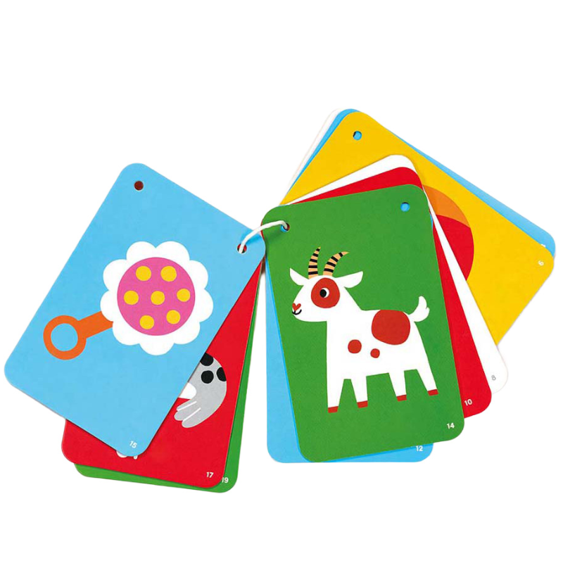 Banana Panda Baby Cards als boekjes samen gebonden met hoog contrast illustraties voor visuele prikkels en oogontwikkeling