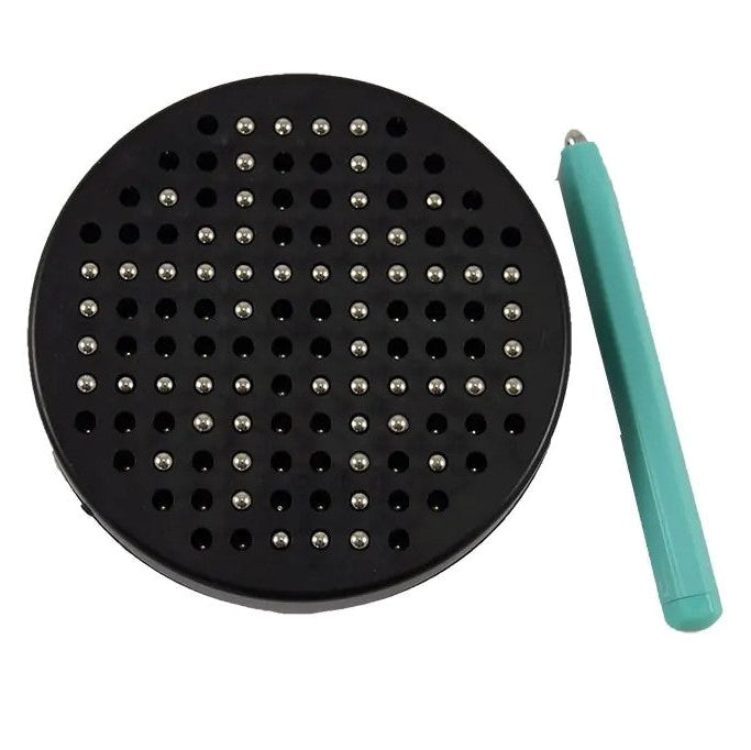 magpad zwart, klein, rond, motoriekspeelgoed, met magneetpen
