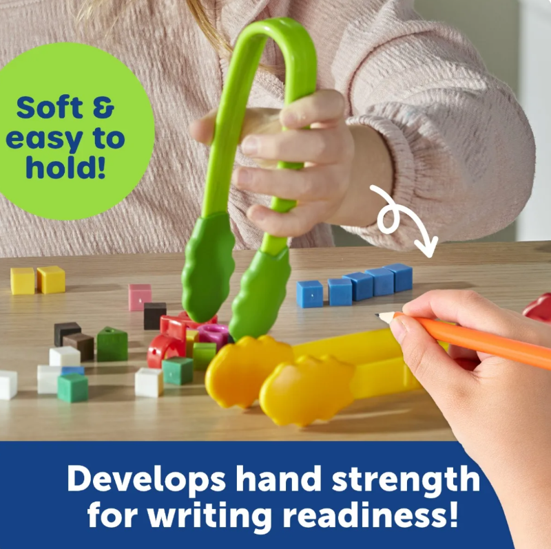soft and easy hold tong, zachte en makkelijk te pakkende speelgoed tang, learning resources