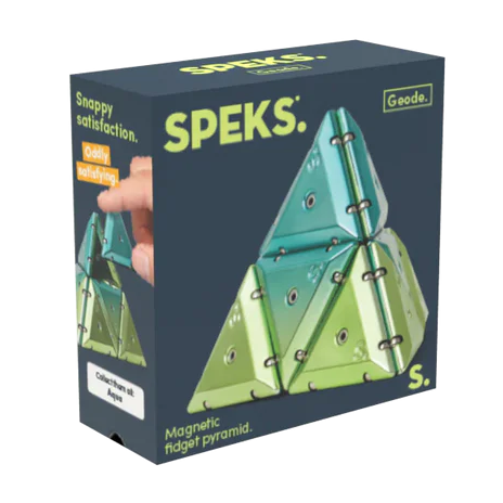 Speks Geode Pyramid Gamma in verpakking groene chrome magnetische fidget toy