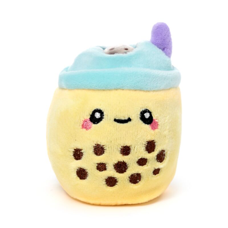 Queasy Squeezies bubble tea knijpknuffel van zachte pluche, geel
