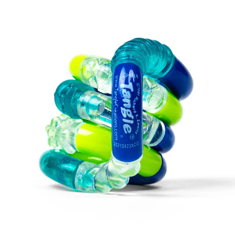 tangle structuur, fidget voel fidget, blauw groen transparent