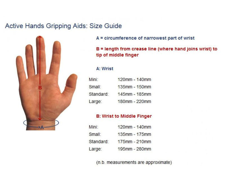 active hands maat tabel size guide medisch hulpmiddel