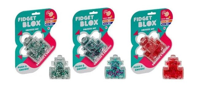 3 kleuren fidget blox touch, kneedbal, antistressbal