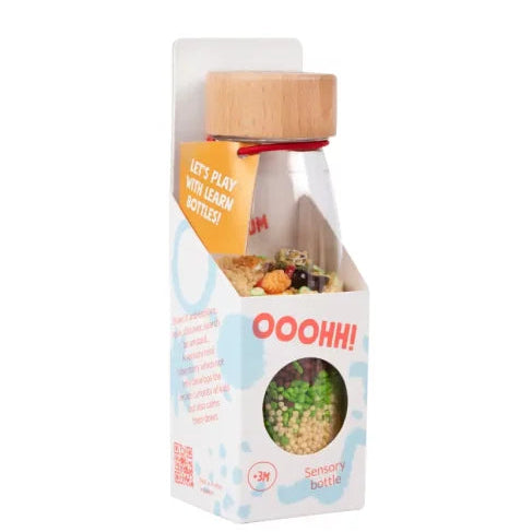 petit boum sensoriek fles in verpakking, thema mc donalds, hamburger en patat, si materiaal