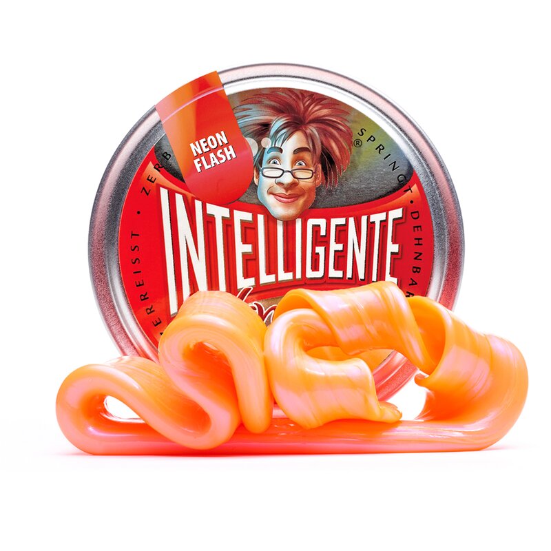 intelligente knete, silly putty, putty klei, fidget klei, medium blik in neon flash oranje