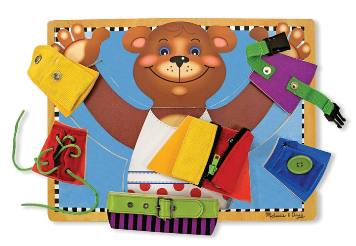 Melissa en Doug Berenpuzzel losse puzzelstukken met sluitingen naast houten beer puzzel – gericht oefenen van fijne motoriek en zelfstandigheid