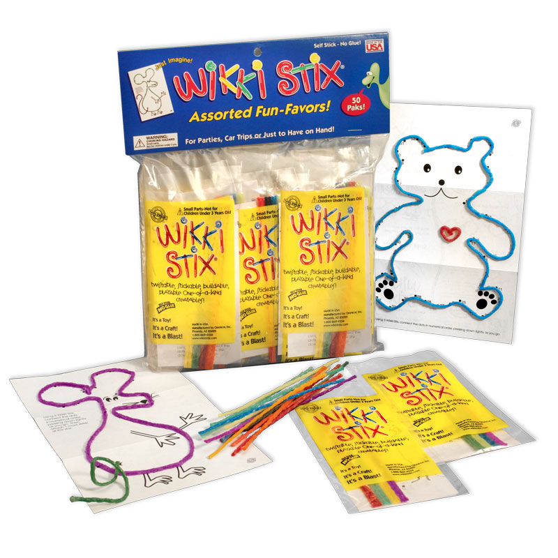 klein zakje met 8 Wikki Stix en opdrachtkaartje
