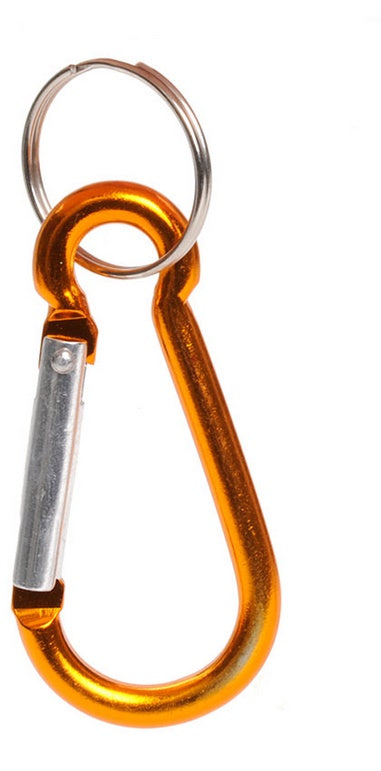 gekleurde karabijnhaak bevestigd voor het vast maken van een fidget tangle