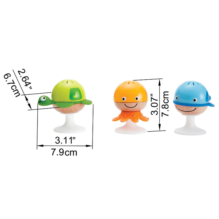 hape Zuignap ratel set met afmetingen, motoriek baby speelgoed 
