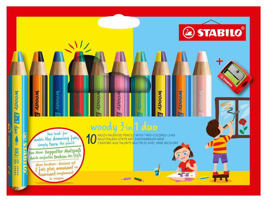 Stabilo Woody duo 10 stuks incl slijper