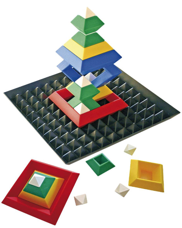 Inhoud van de Triangle Puzzle met kleurrijke bouwstukken