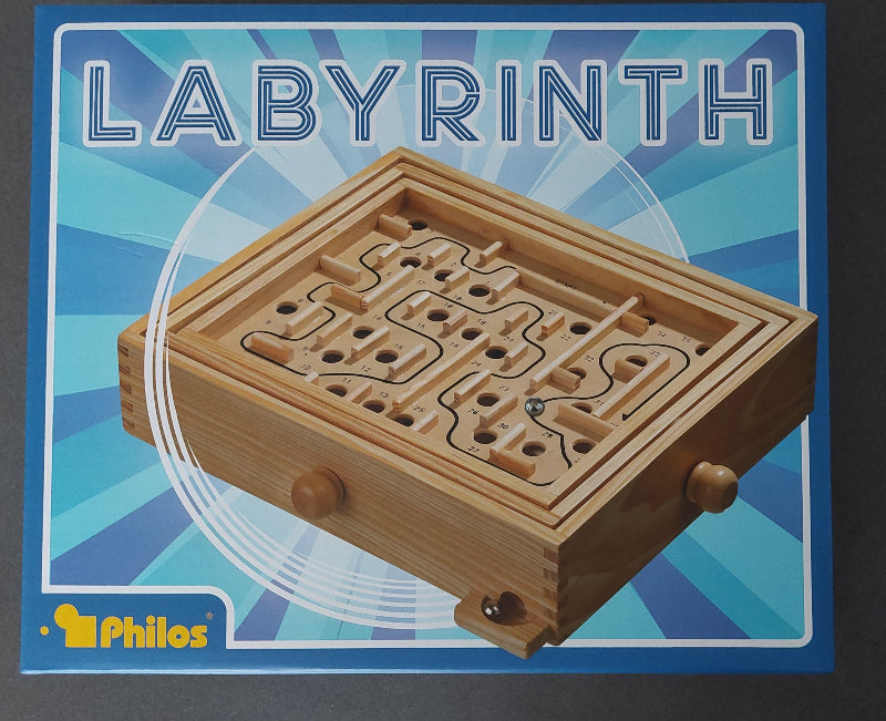 Philos Labyrint middel, houten labyrinth met draaiknoppen