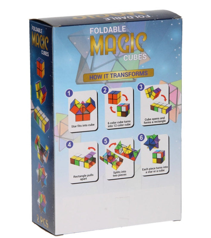Toys42Hands Magic Cube 2 in 1, achterkant verpakking van de foldable magic cubes met speel instructie
