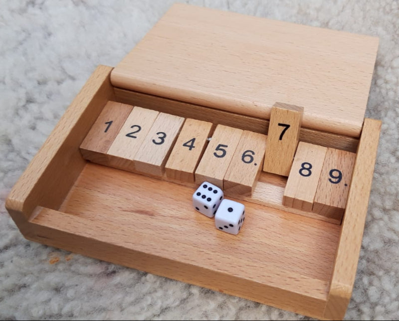 goki Rekenkastje Shut the box, voorbeeld met cijfer 7, rekenspel, basisschool